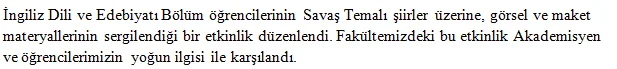 İngiliz Dili ve Edebiyatı Bölümü Etkinliği