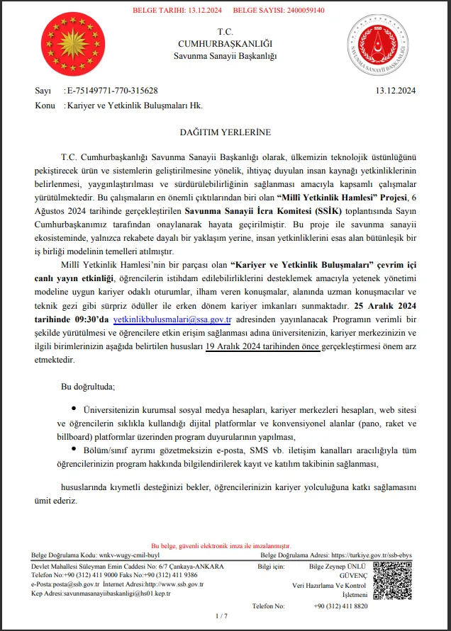 Kariyer ve Yetkinlik Buluşmaları Hk.
