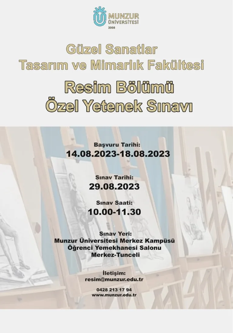 2023-2024 Eğitim-Öğretim Yılı Güz Dönemi Güzel Sanatlar, Tasarım ve Mimarlık Fakültesi Resim Bölümü Özel Yetenek Sınavı