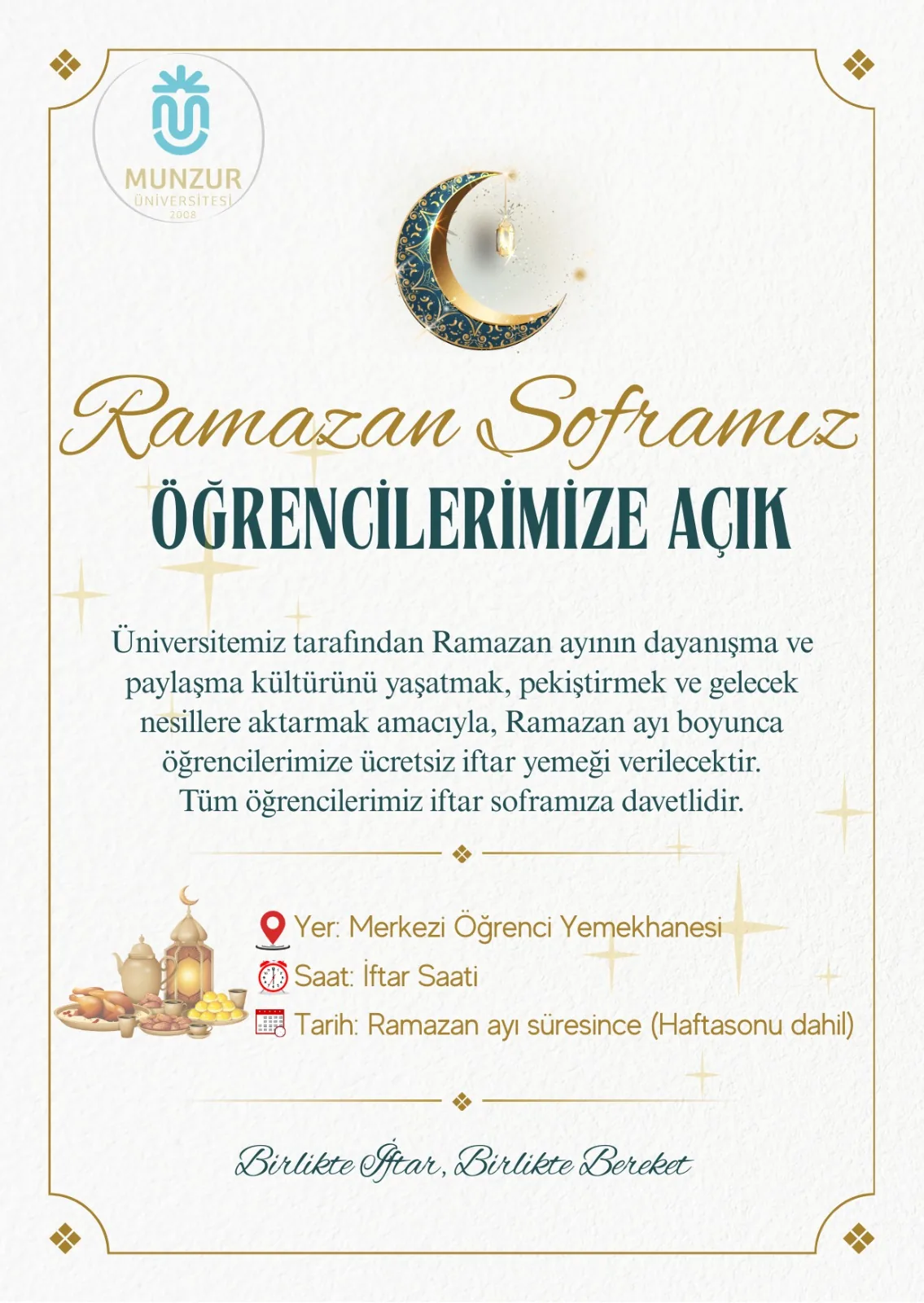 Ramazan Soframız Öğrencilerimize Açık