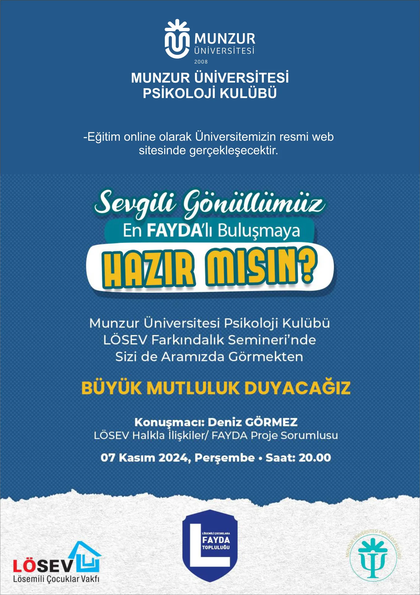 Psikoloji Kulübü LÖSEV Haftası Farkındalık Semineri