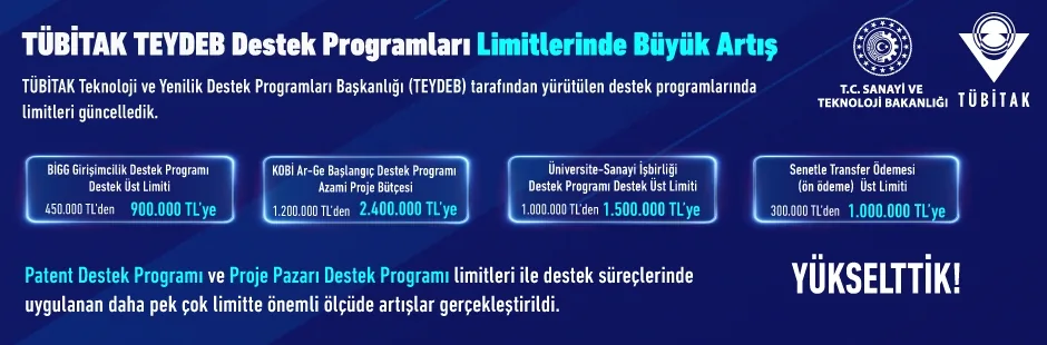 TÜBİTAK TEYDEB Destek Programı Limitlerinde Büyük Artış....