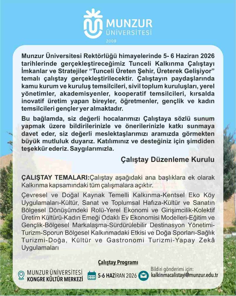 Tunceli Kalkınma Çalıştayı gerçekleştirilecektir