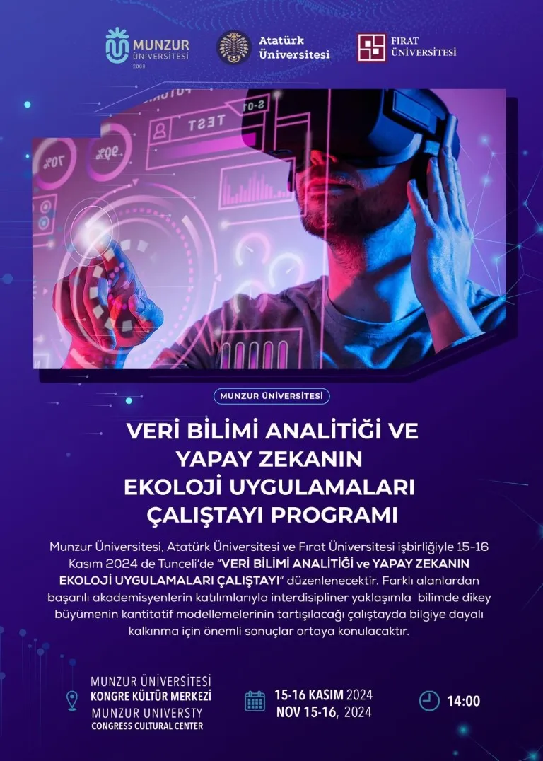 Munzur Üniversite’sinde Veri Bilimi Analitiği ve Yapay Zekanın Ekoloji Uygulamaları Çalıştayı Düzenlendi