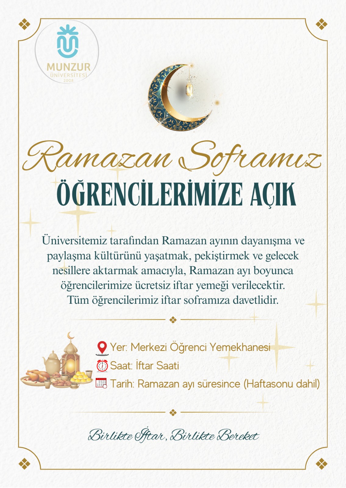 Ramazan Soframız Öğrencilerimize Açık