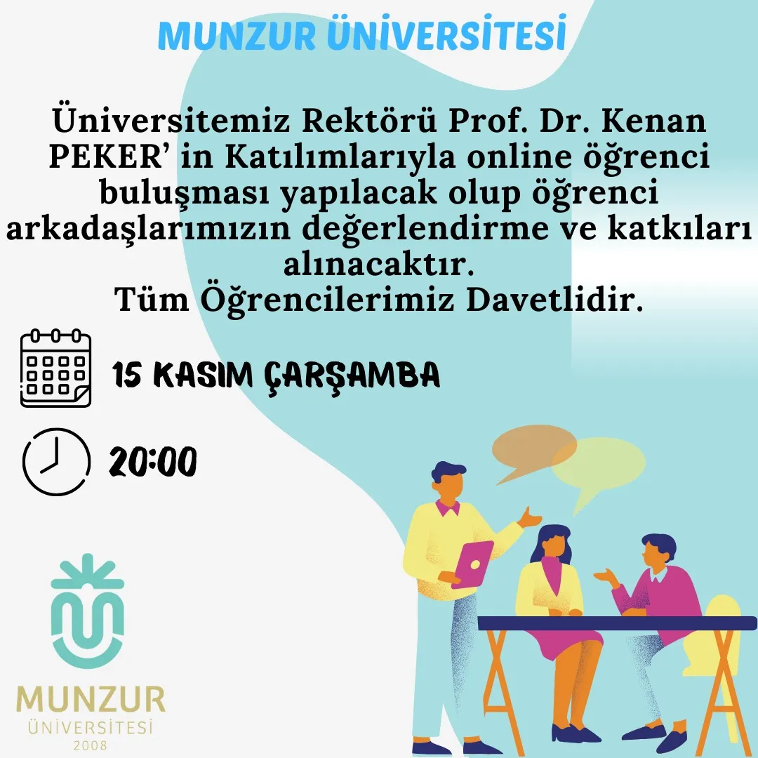 Rektörümüz Sayın Prof. Dr. Kenan Peker, Bu Akşam Öğrencilerimizle Online Olarak Buluşacaktır