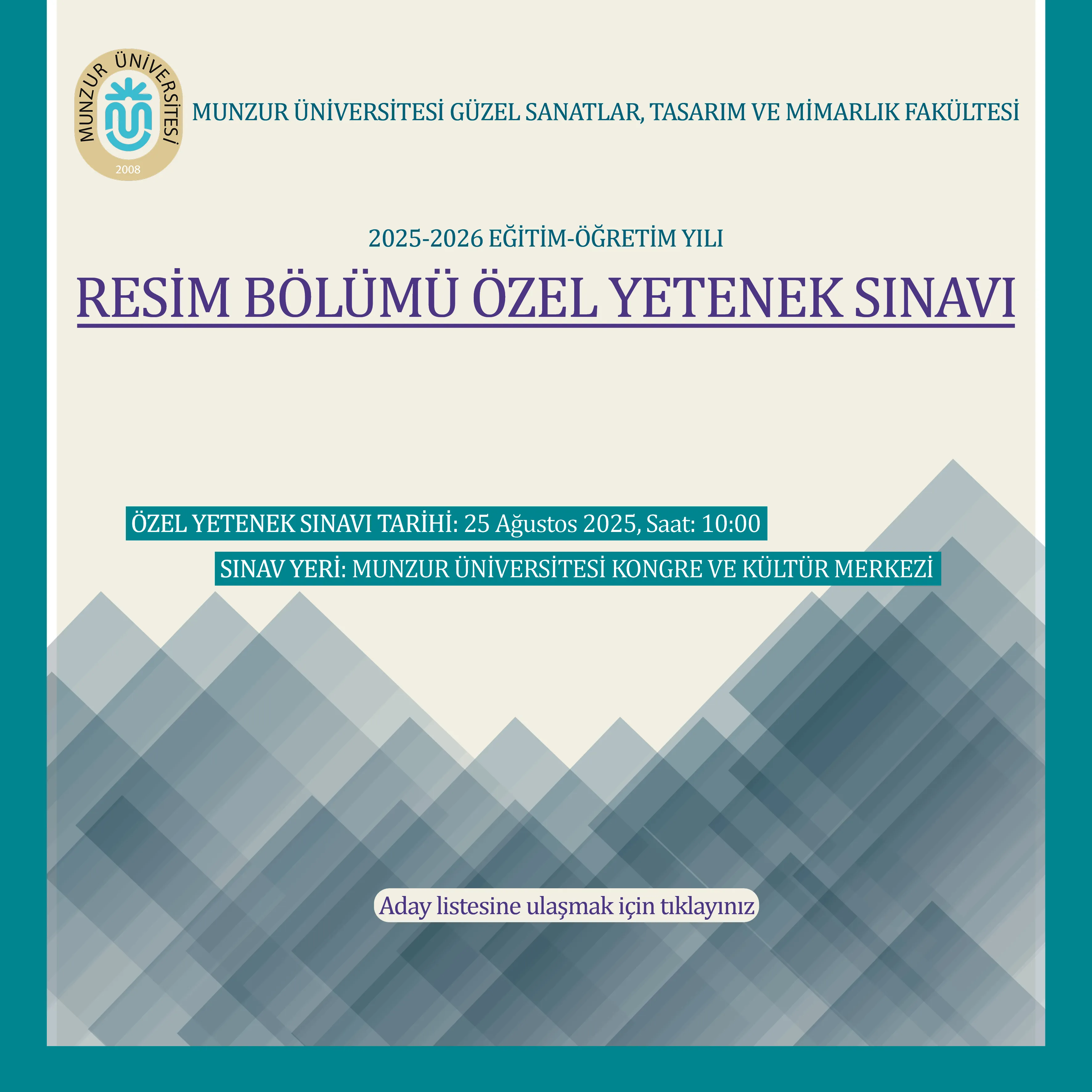 Resim Bölümü Özel Yetenek Sınavına Girecek Aday Listesi (Onaylanmış)