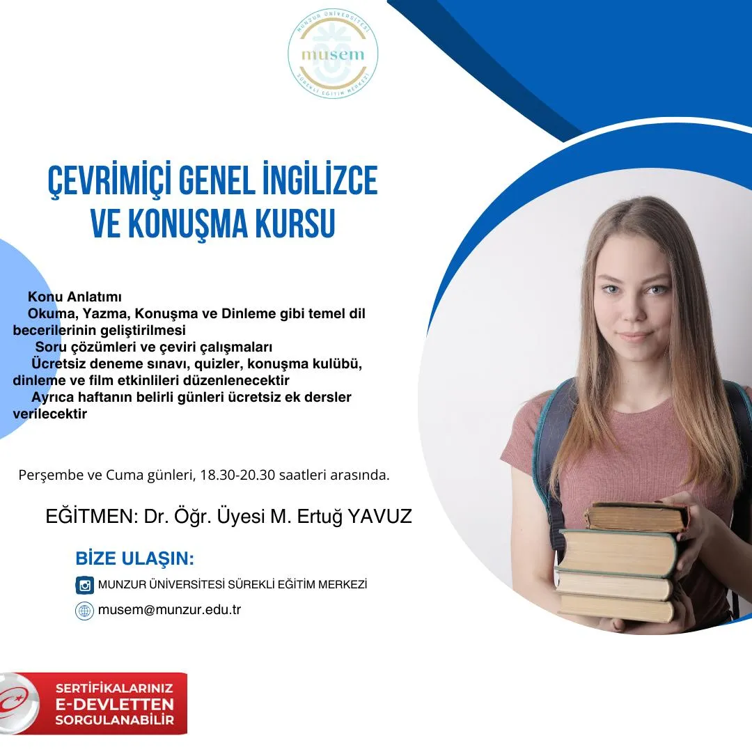MÜSEM E-Devlet Onaylı Ücretli İngilizce Kursumuz Açılmıştır